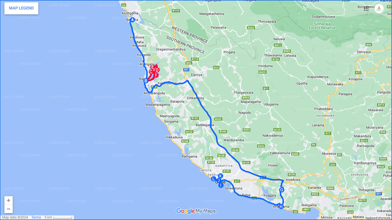 Balapitiya, Handunugoda i Galle z Bentoty