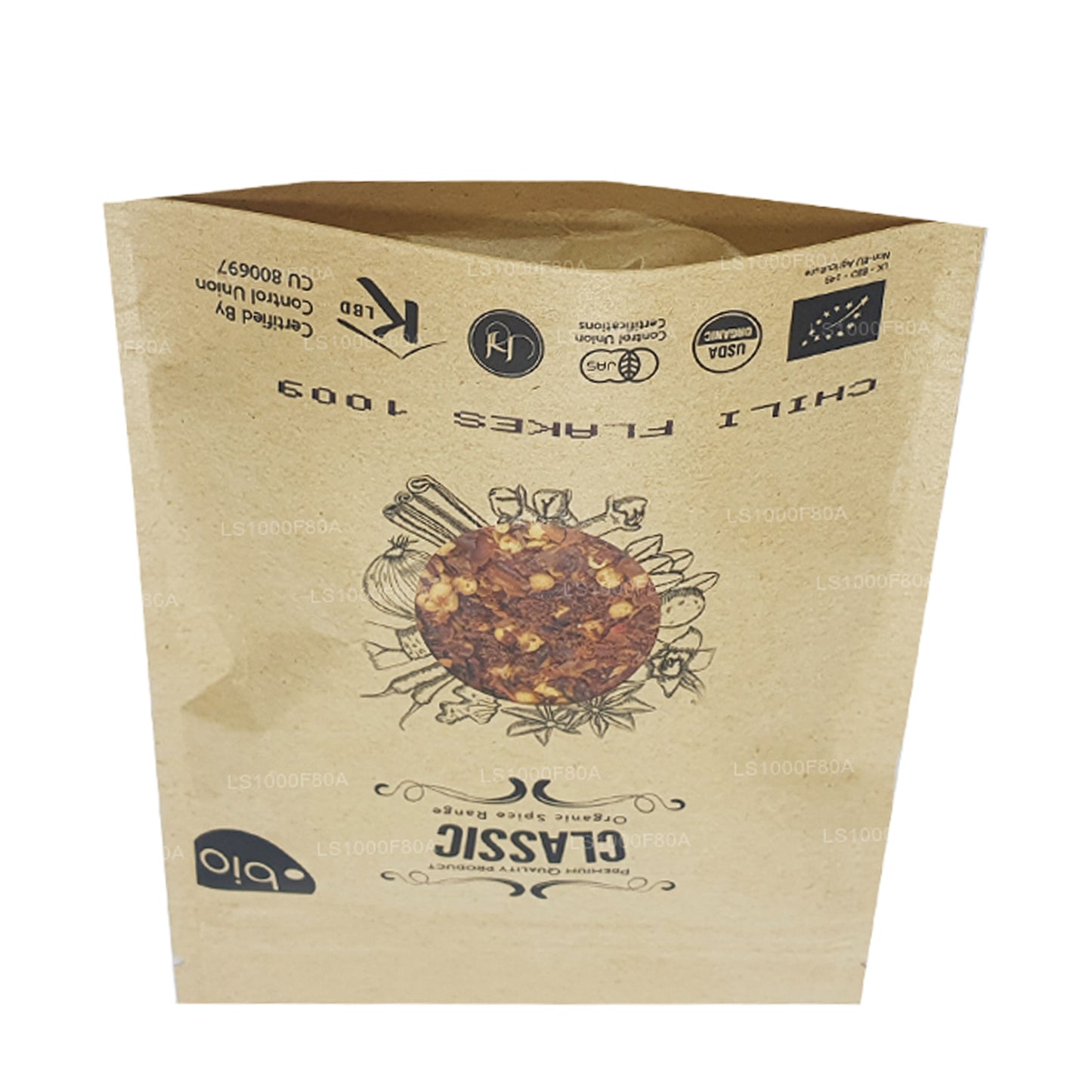 Oczyszczone organiczne płatki chili