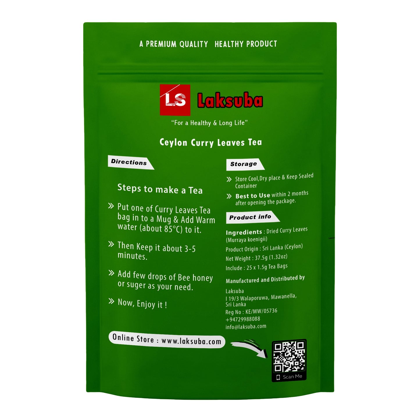 Herbata Laksuba Ceylon Curry Leaves (37,5 g) 25 torebek