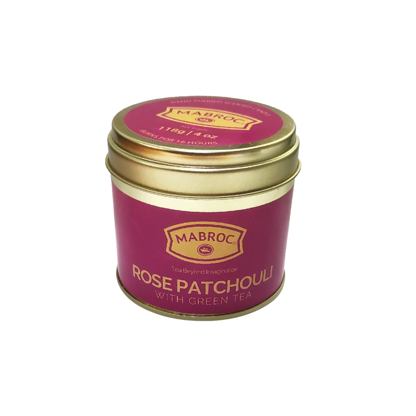Świeca zapachowa Mabroc Tea Infused Candle Tin Rose Patchouli z zieloną herbatą (118g)