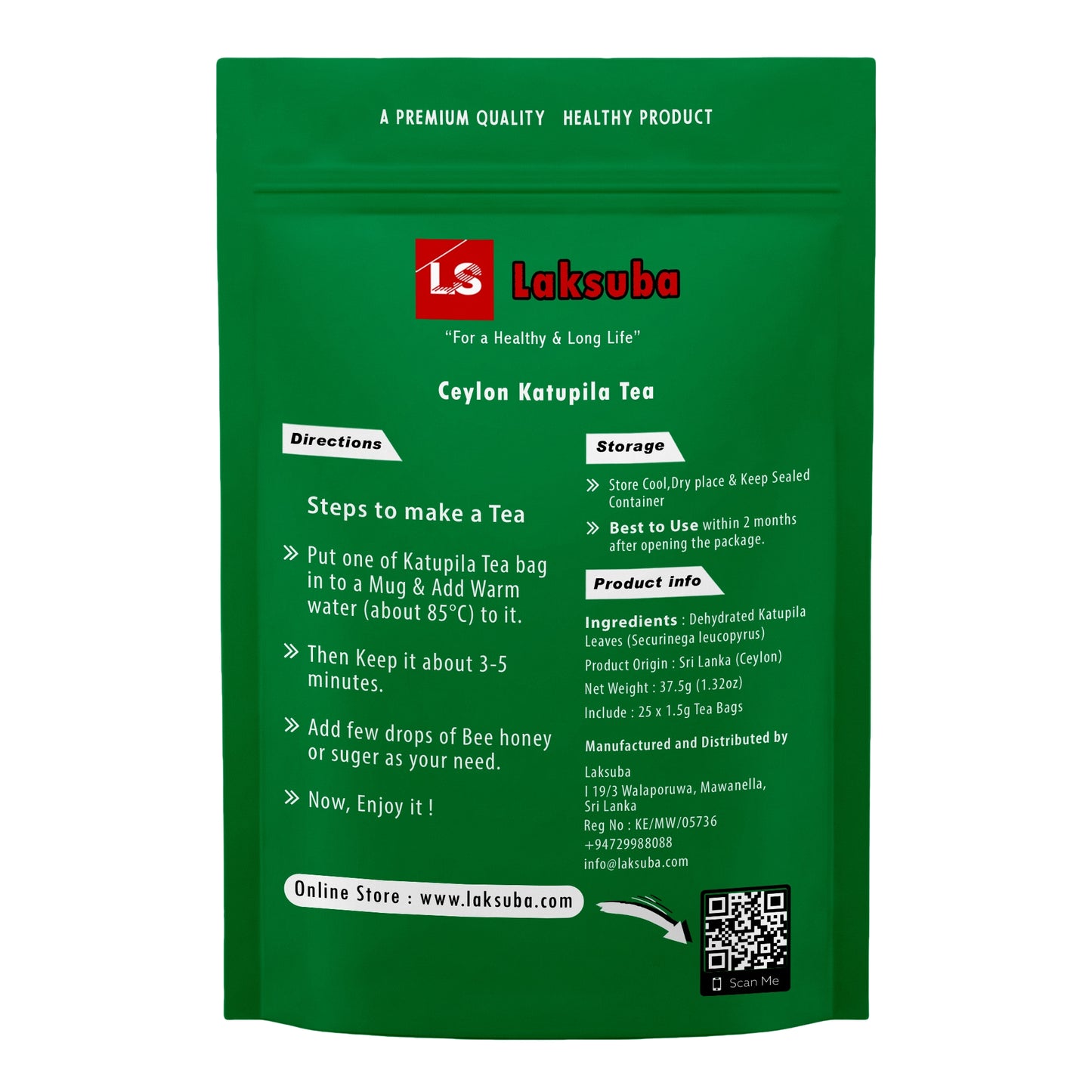Herbata Laksuba Ceylon Katupila (37,5 g) 25 torebek