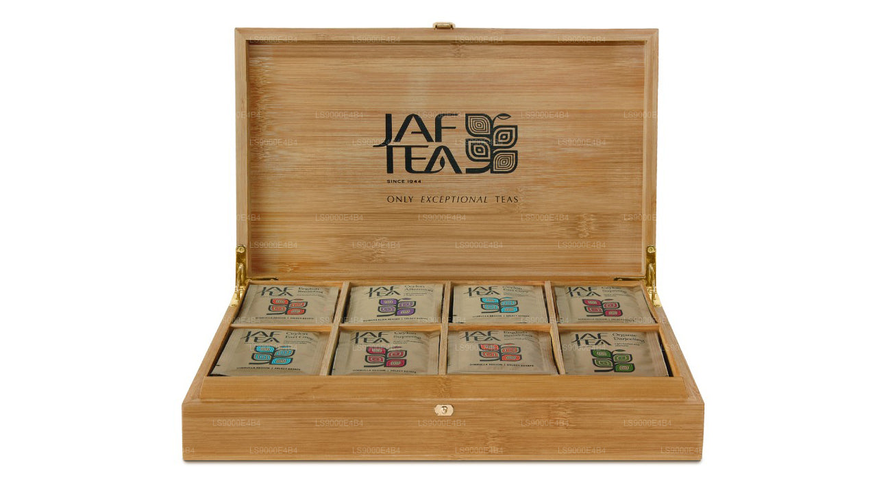 Jaf Tea 8-komorowa bambusowa prezenterka z kopertą foliową torebki na herbatę (160g)