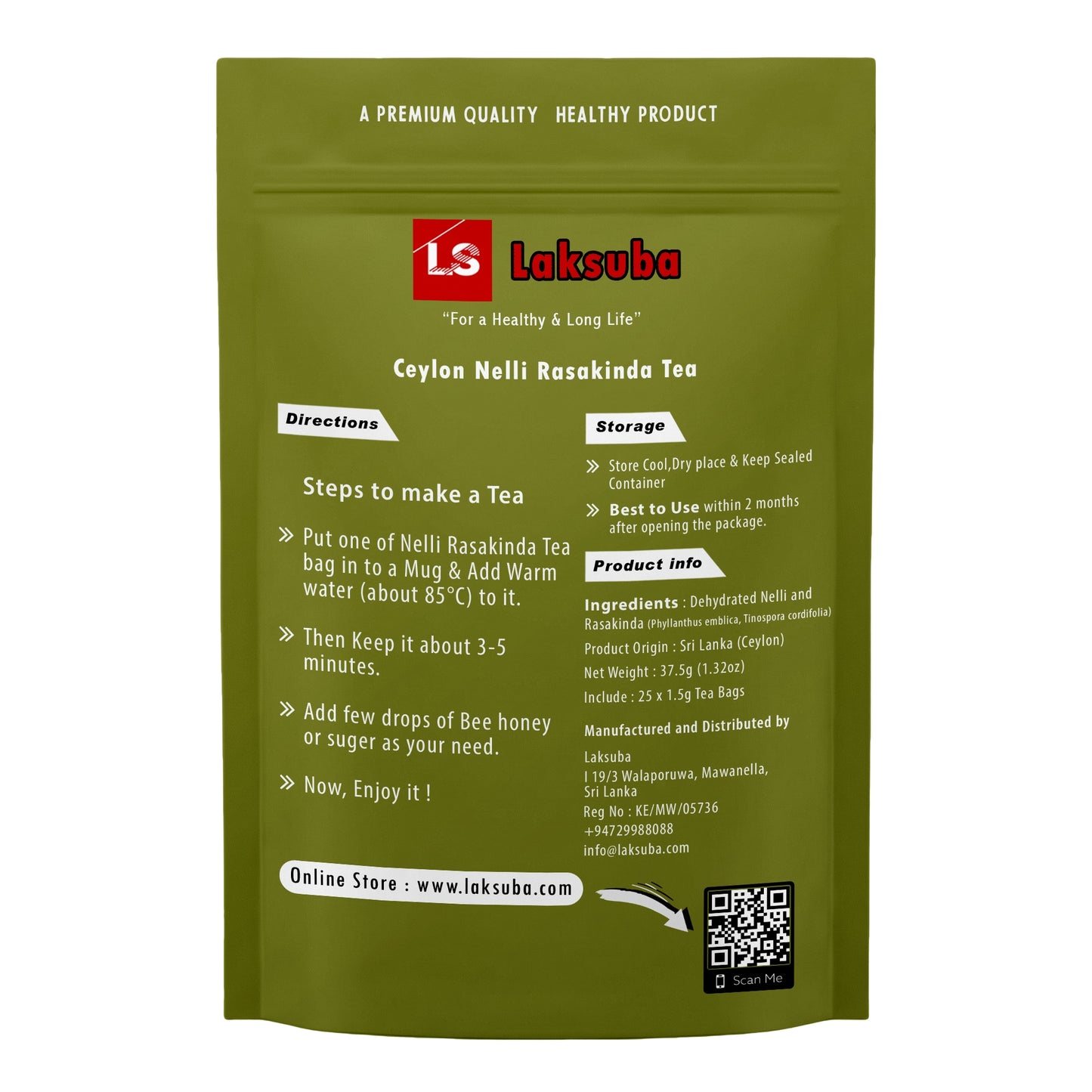 Herbata Laksuba Ceylon Nelli Rasakinda (37,5 g) 25 torebek