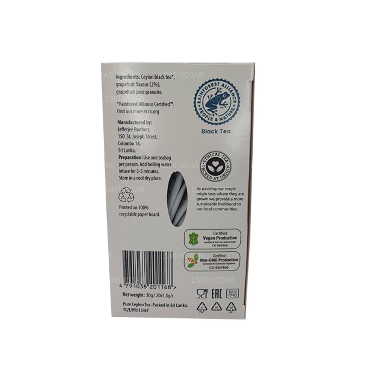 Jaf Tea Pure Fruits Kolekcja Czarna Herbata Różowa Grejpfrutowa folia kopertowa torebki do herbaty (30g)
