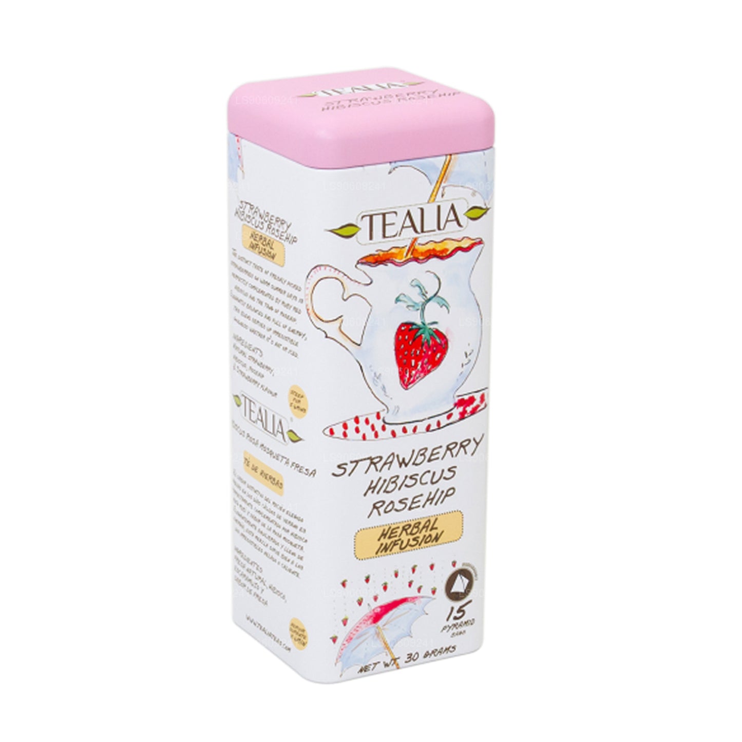 Tealia Strawberry Hibiscus Rosehip 15 Pyramid Tea Bags (30g)