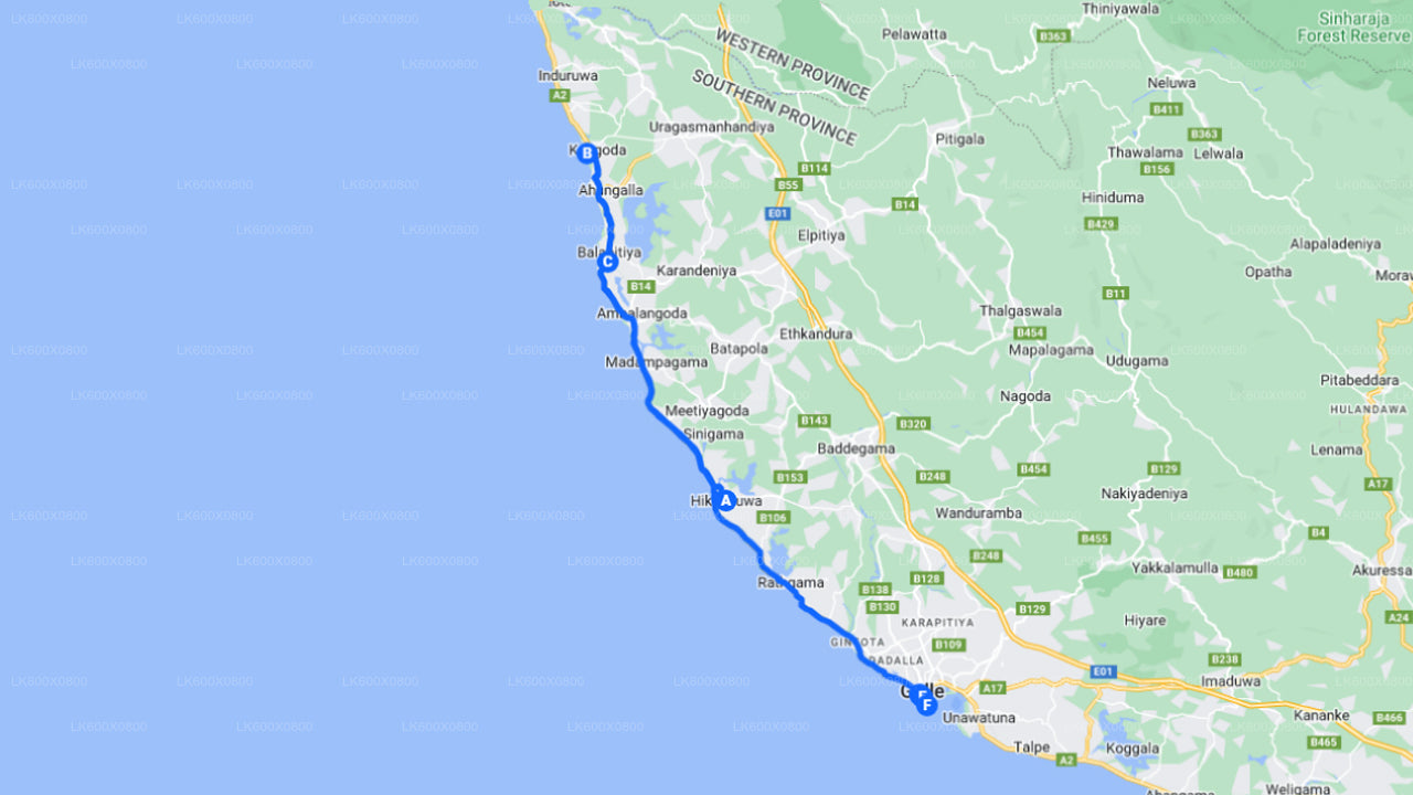 Przejazd wybrzeżem do Galle z Hikkaduwy