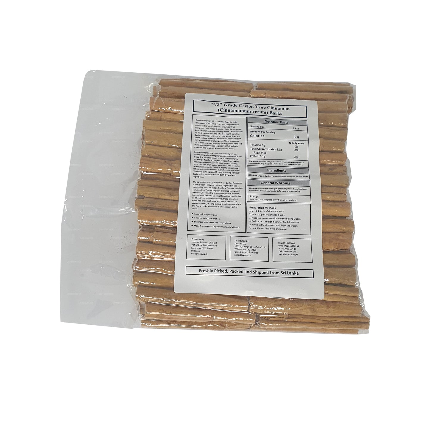 Lakpura „C5" klasy Ceylon True Cinnamon Barks Pack