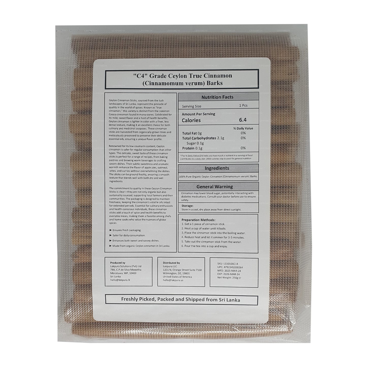 Lakpura „C4" klasy Ceylon True Cinnamon Barks Pack