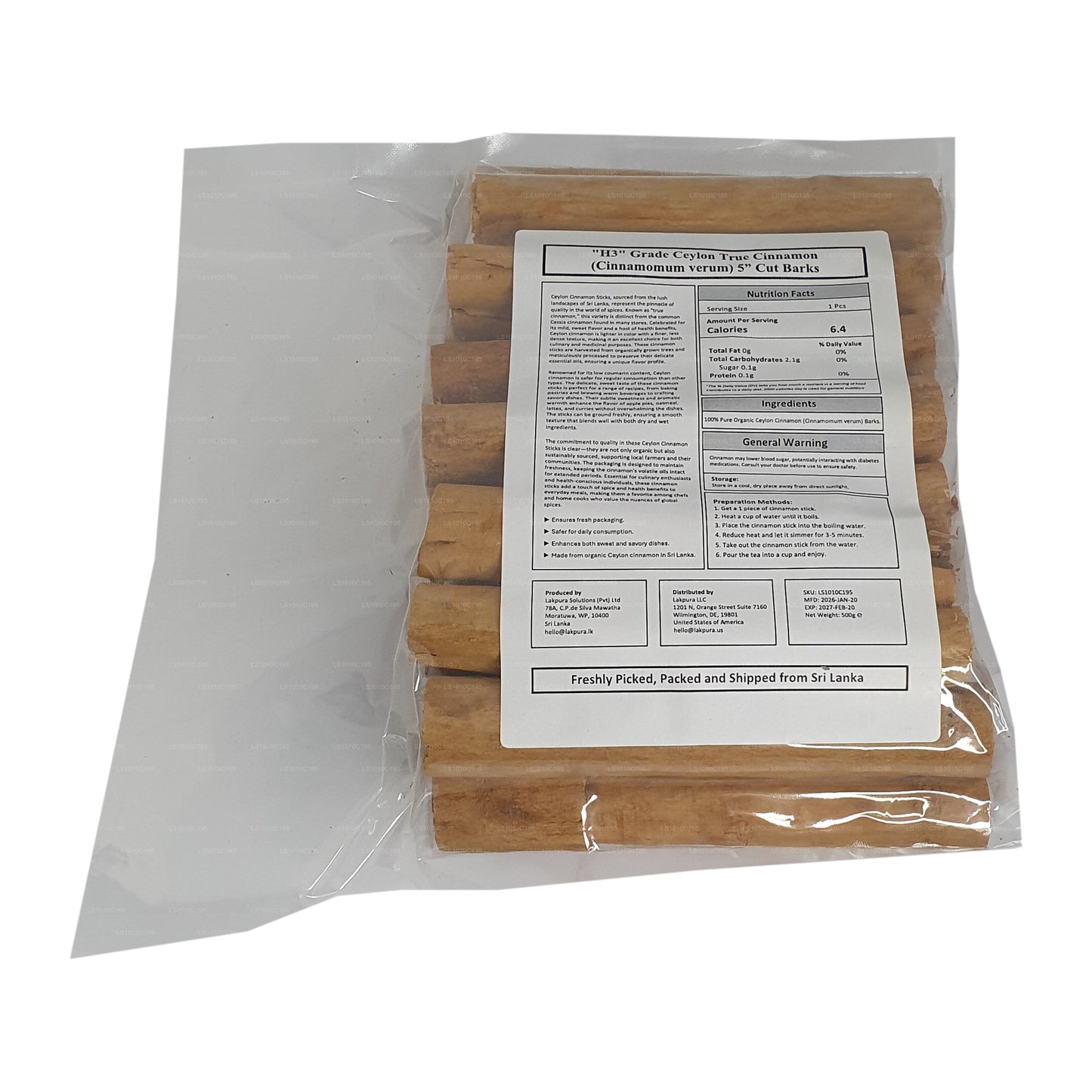 Lakpura „H3" klasy Ceylon True Cinnamon Barks Pack