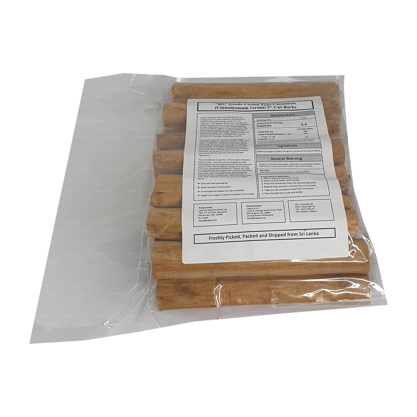 Lakpura „H3" klasy Ceylon True Cinnamon Barks Pack
