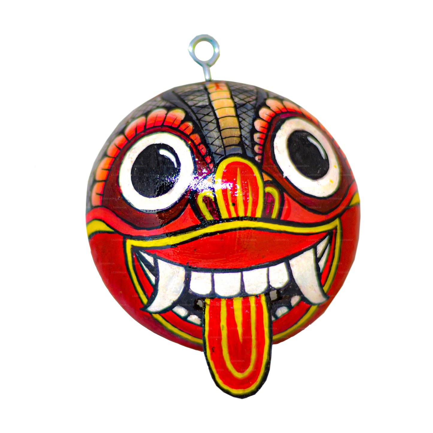 Tradycyjne maski Raksha Sri Lanki (Mayura, Maru, Agni, Naga) pomalowane na skorupkach kokosowych (opakowanie 4 szt.)