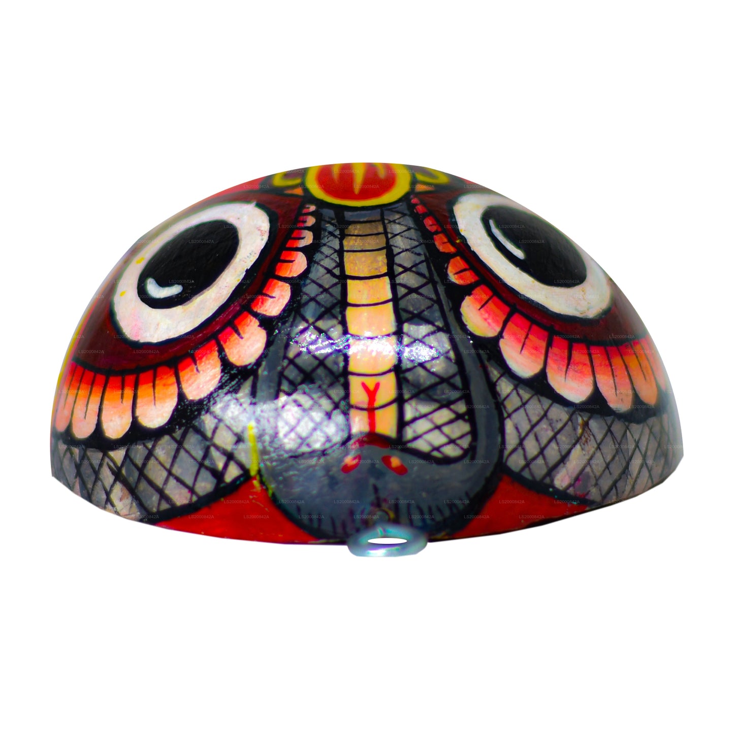 Tradycyjne maski Raksha Sri Lanki (Mayura, Maru, Agni, Naga) pomalowane na skorupkach kokosowych (opakowanie 4 szt.)