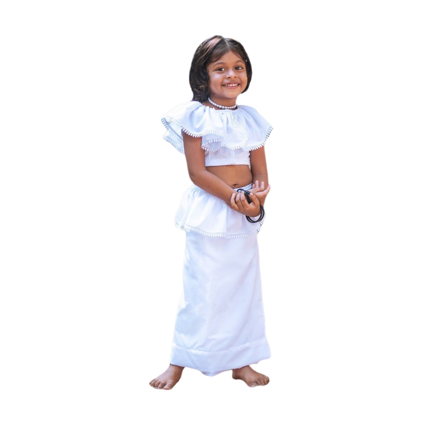 Lakpura Kids White Lamasaree / Half Saree (Design H101)