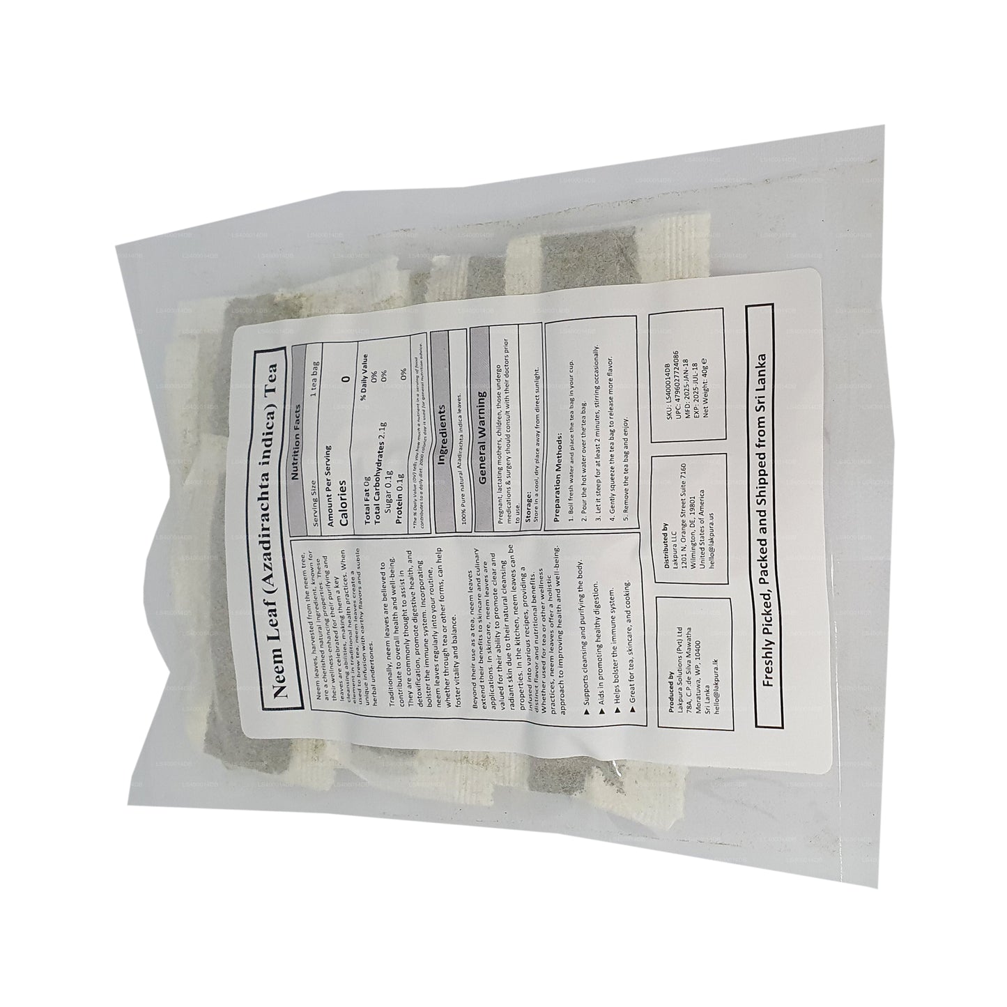 Lakpura Tea z liści Neem (40g) 20 torebek herbaty