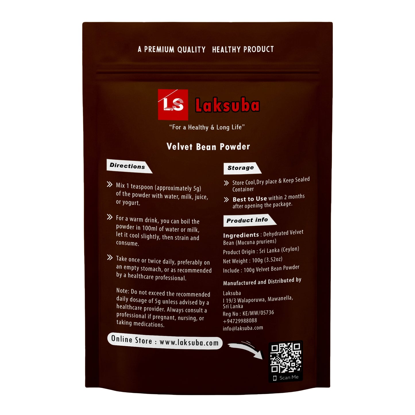 Proszek z fasoli aksamitnej Laksuba (100 g)