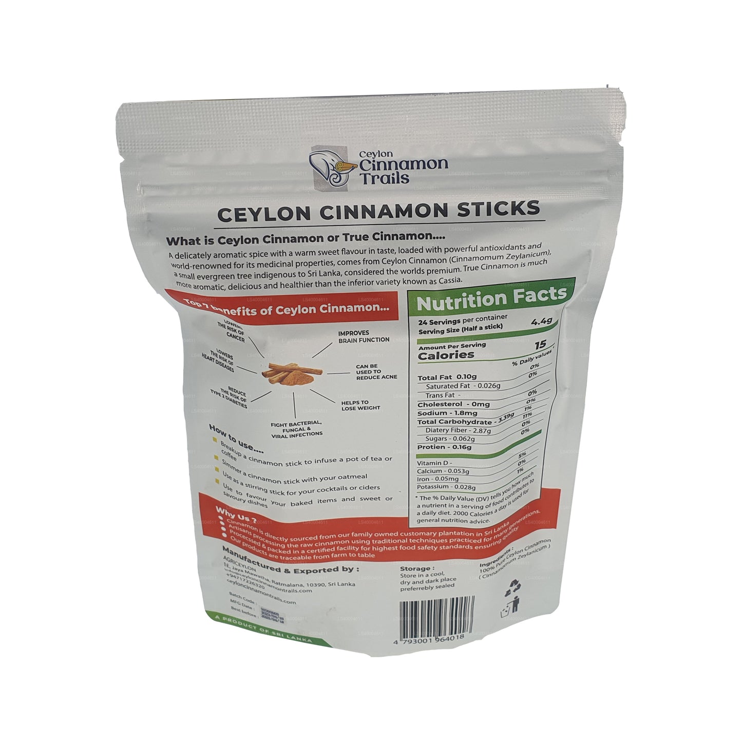 Ceylon Cinnamon Trails Paluszki cynamonu (100g)