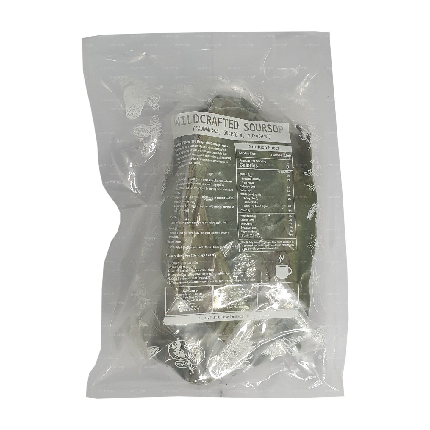 Lakpura® Wildcrafted Soursop (Guanabana, Graviola, Guyabano) Suszone Liście Całe