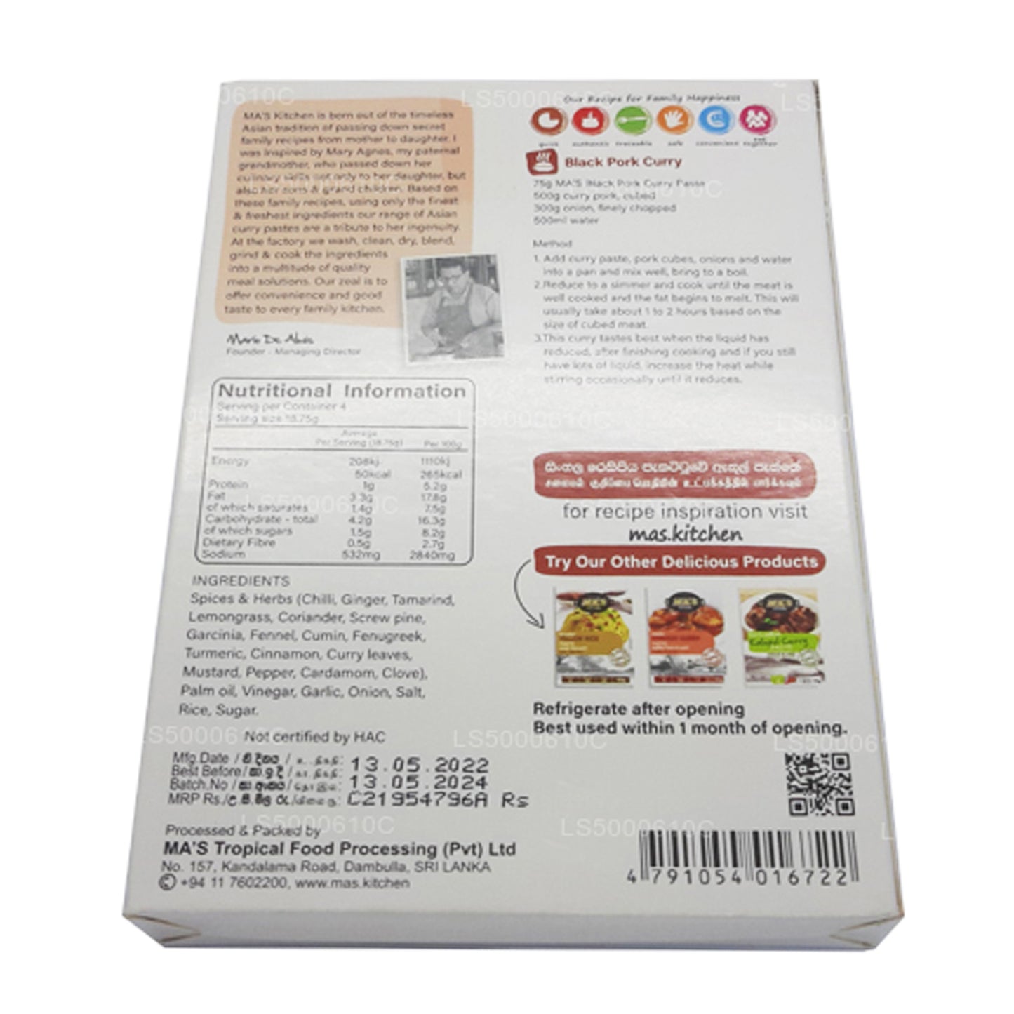 MA Kuchnia Czarna Wieprzowina Curry (75g)