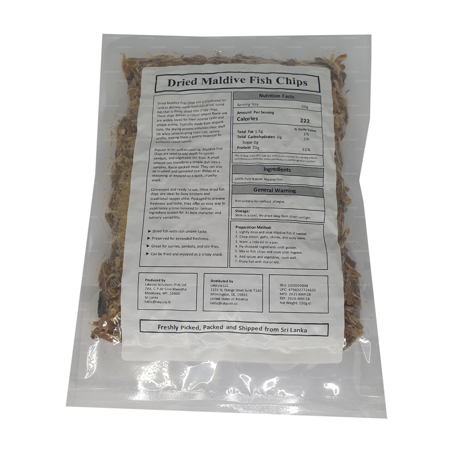 Lakpura Malediwy Fish Chips (150g) Opakowanie