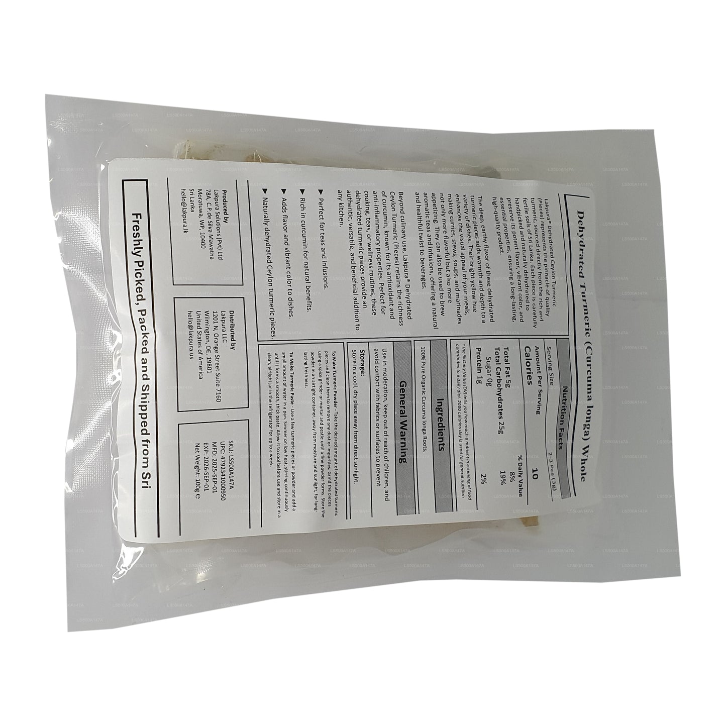 Lakpura Dehydrated Tumeric Whole