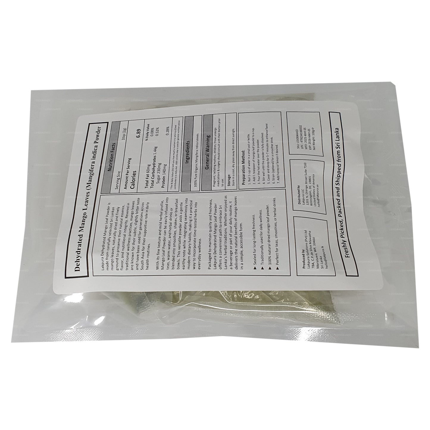 Lakpura Dehydrated Mango Leaf Powder