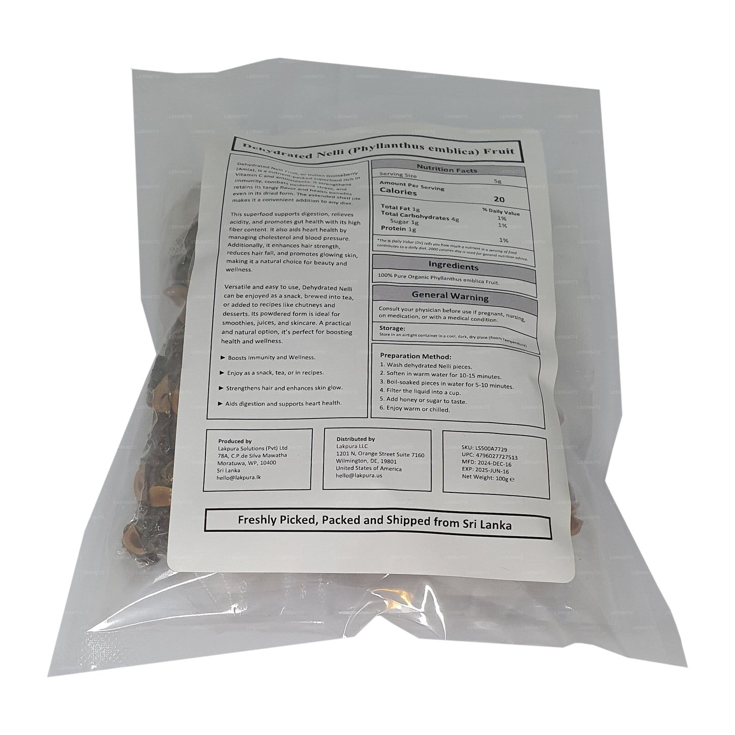 Lakpura Odwodniona Nelli (Amla/Phyllanthus emblica) Owoce