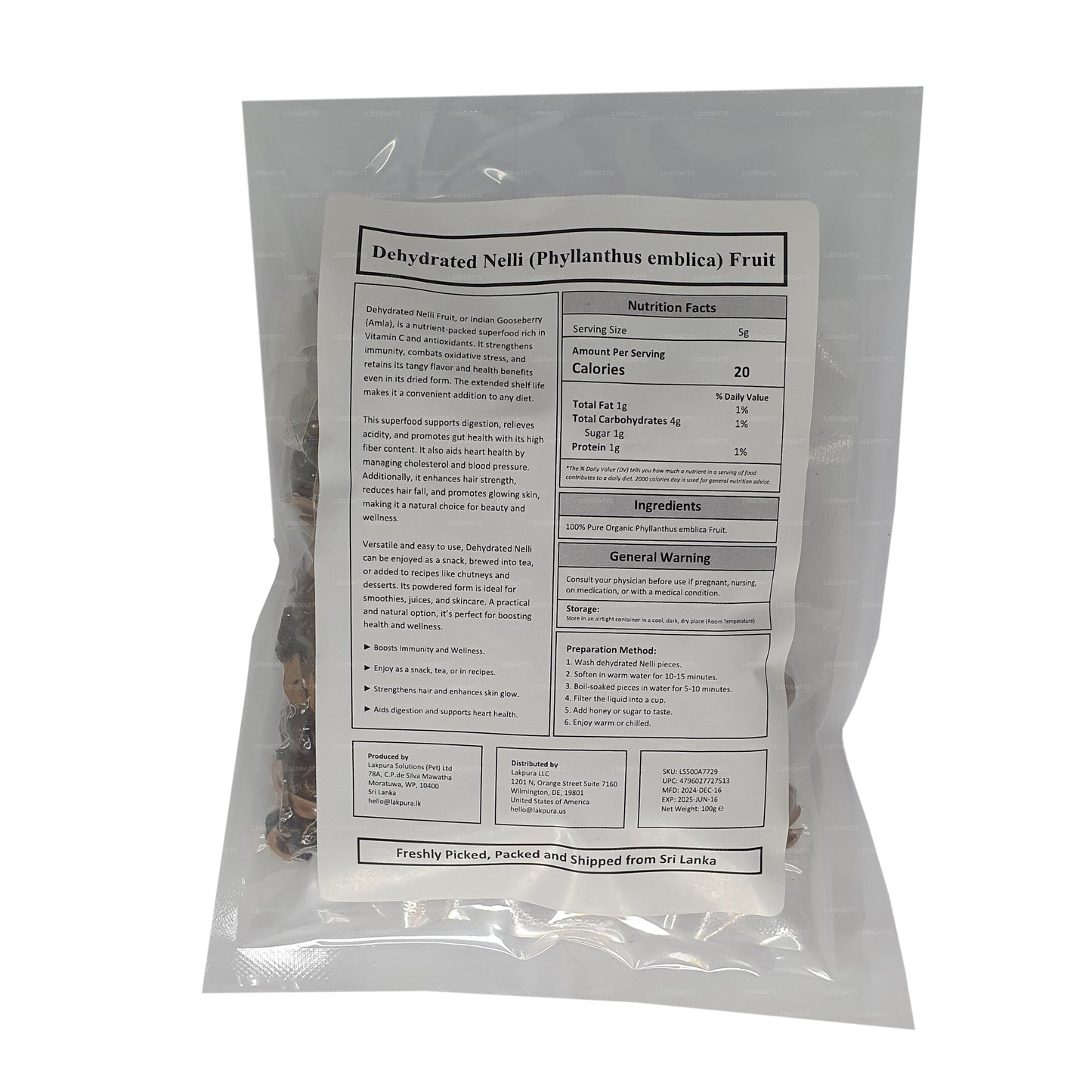 Lakpura Odwodniona Nelli (Amla/Phyllanthus emblica) Owoce