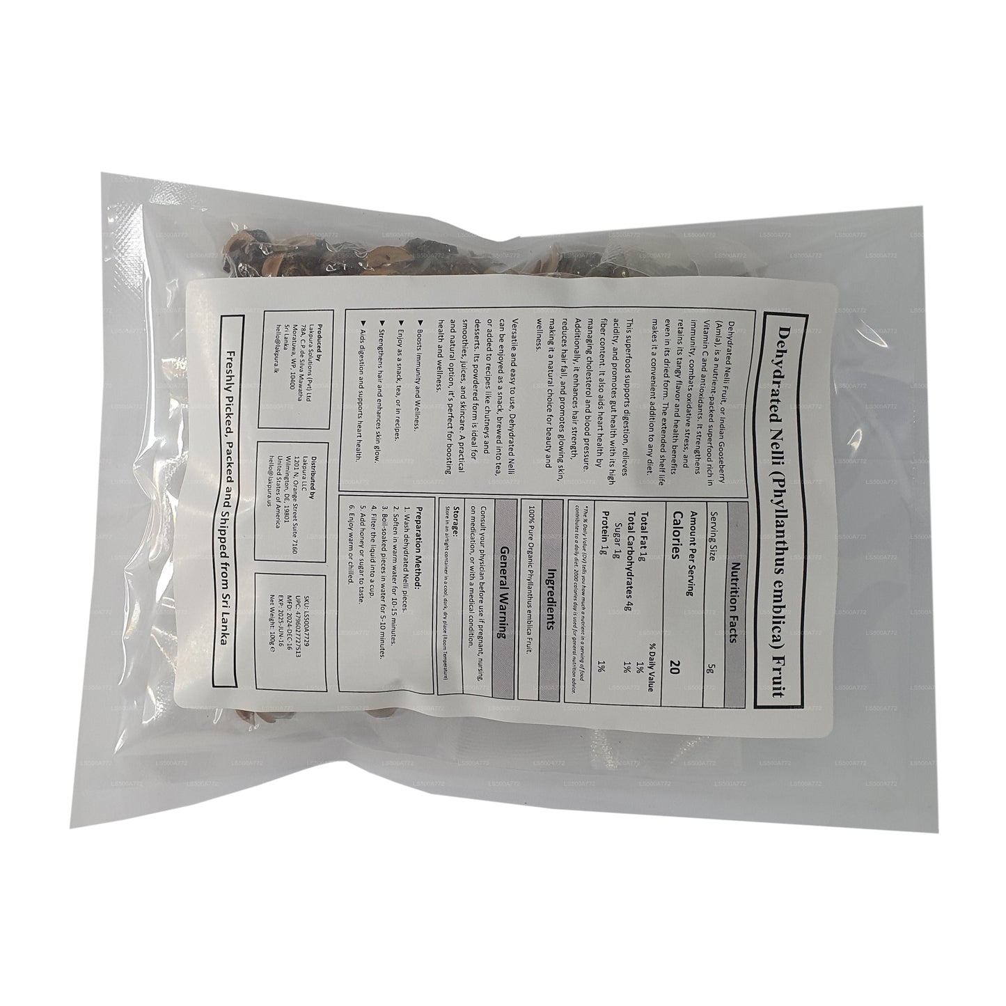 Lakpura Odwodniona Nelli (Amla/Phyllanthus emblica) Owoce