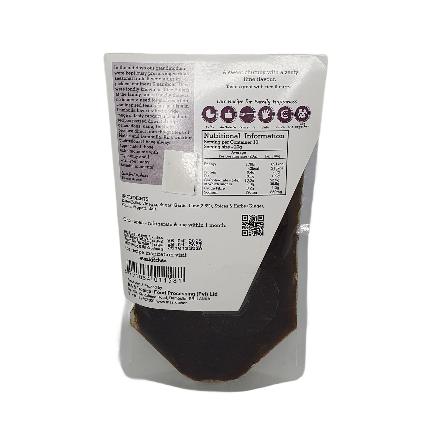 MA's Kitchen Chutney z daktylowym i limonkowym (200g)