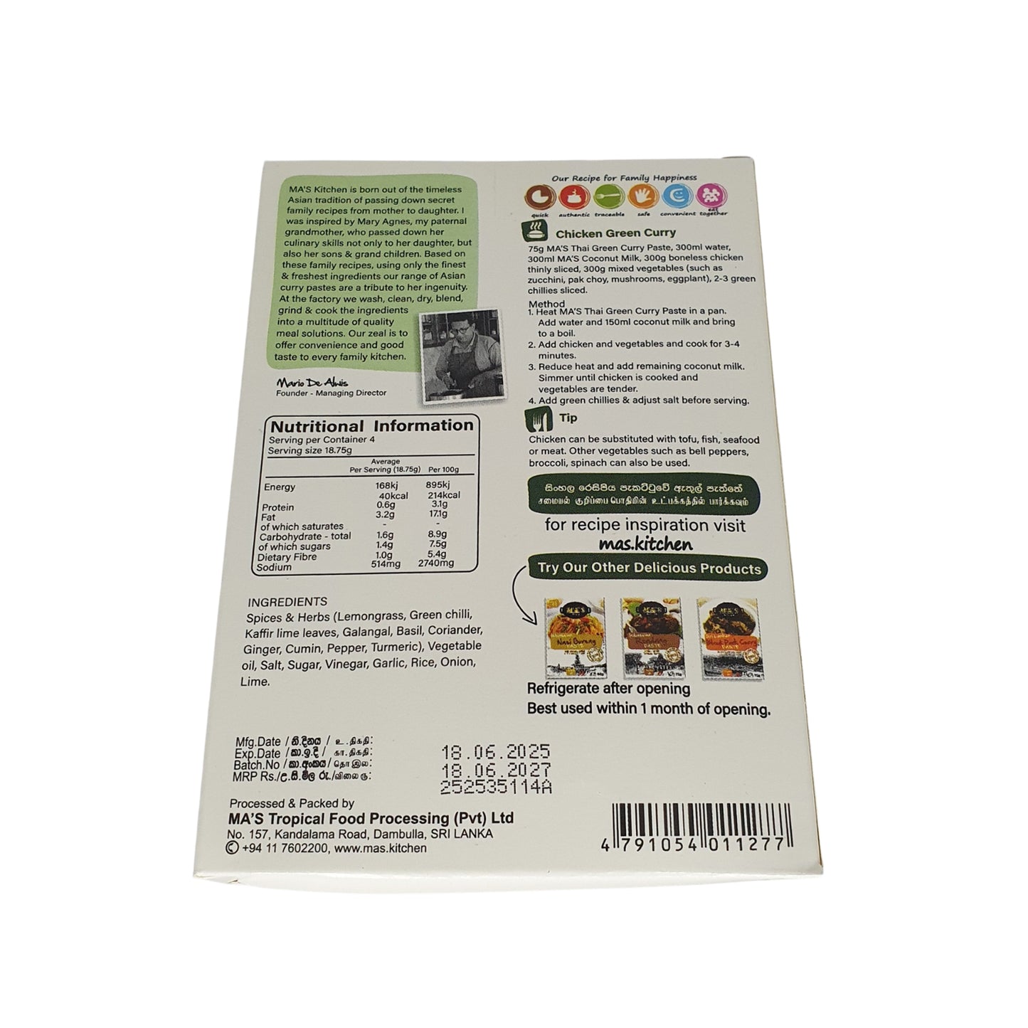 MA's Kitchen Tajska Zielona Pasta Curry (60g)