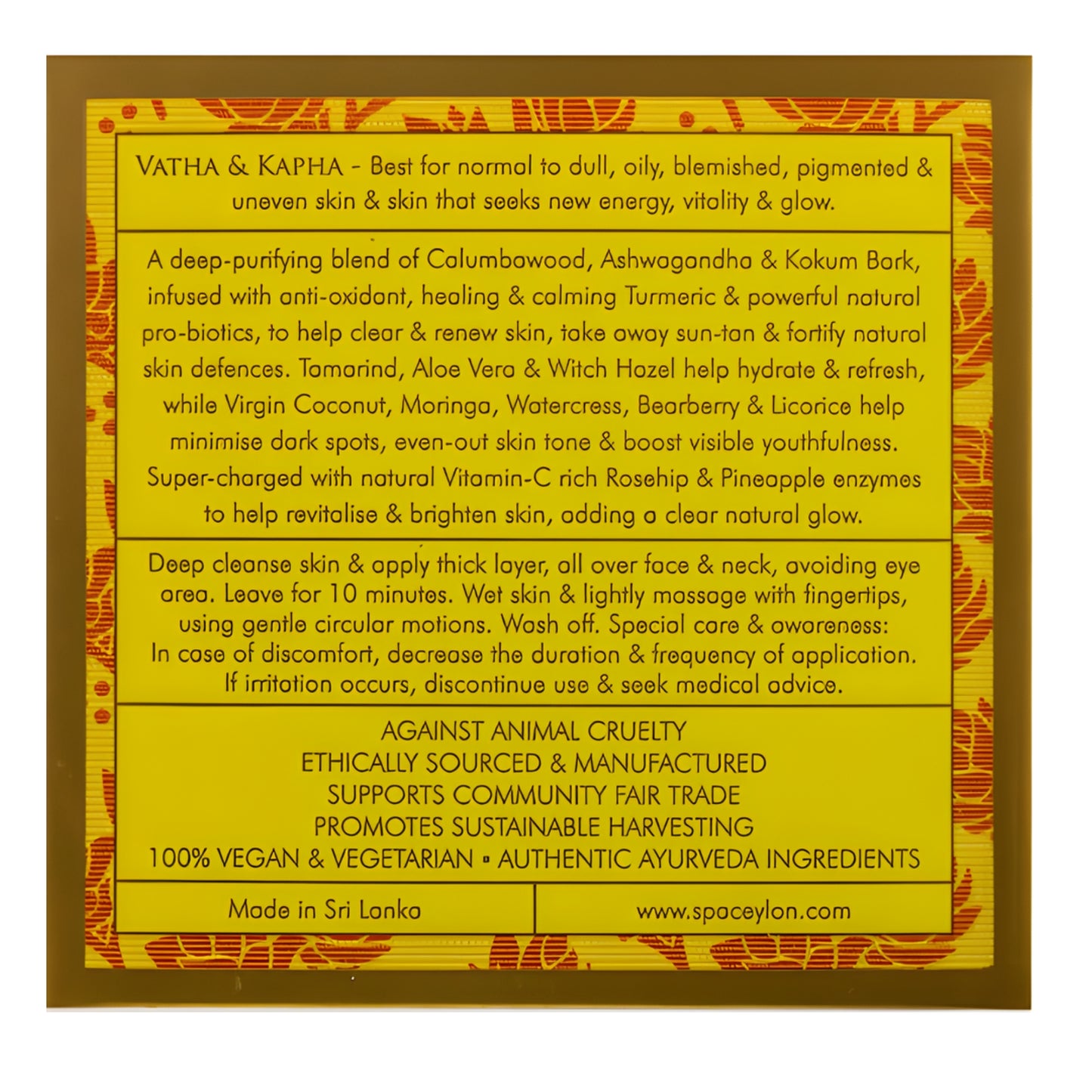 Spa Ceylon True Turmeric - Vitamin C Glow - Maseczka do twarzy z glinką złuszczającą (200g)