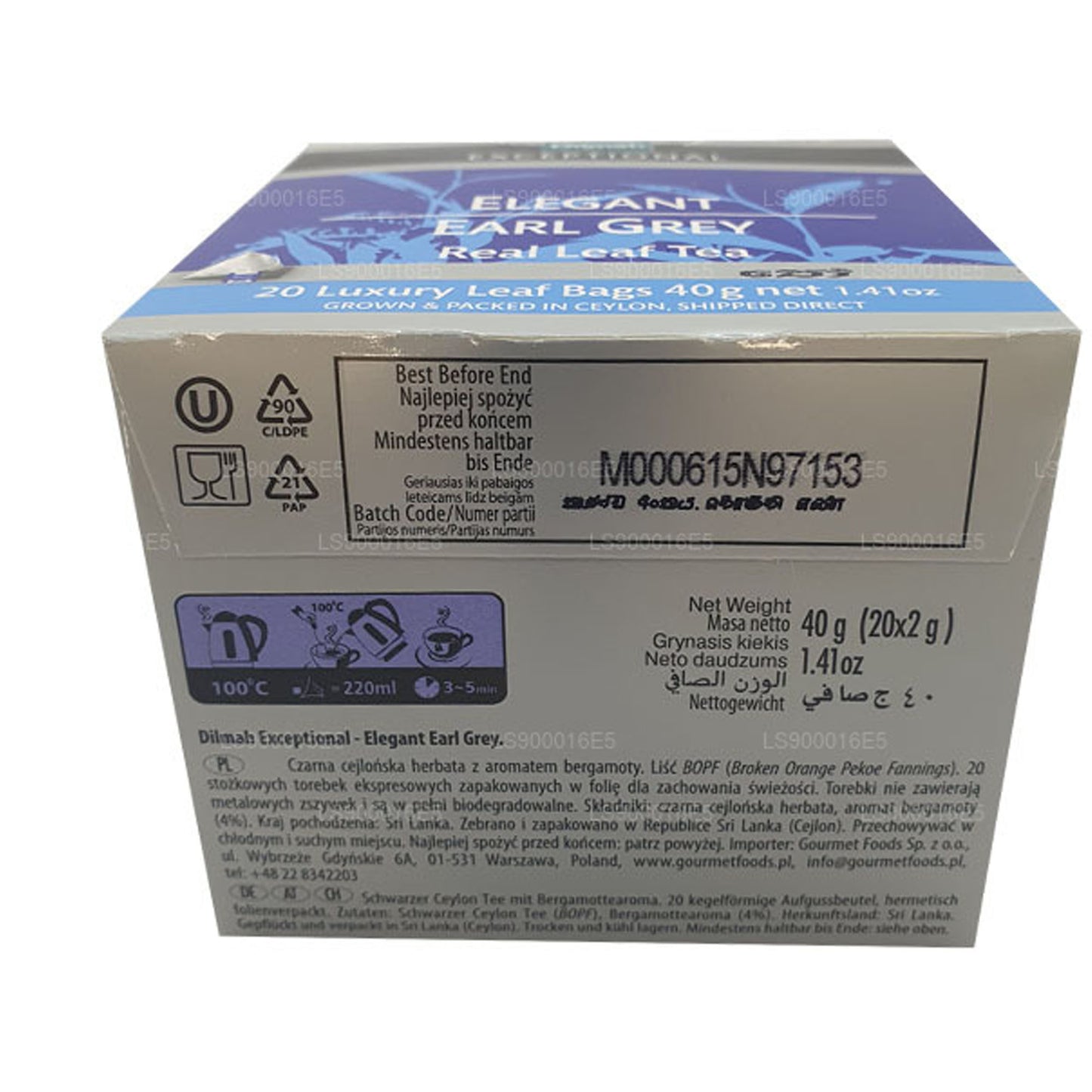 Dilmah Exceptional Elegant Earl Grey Prawdziwa herbata liściasta (40g) 20 torebek