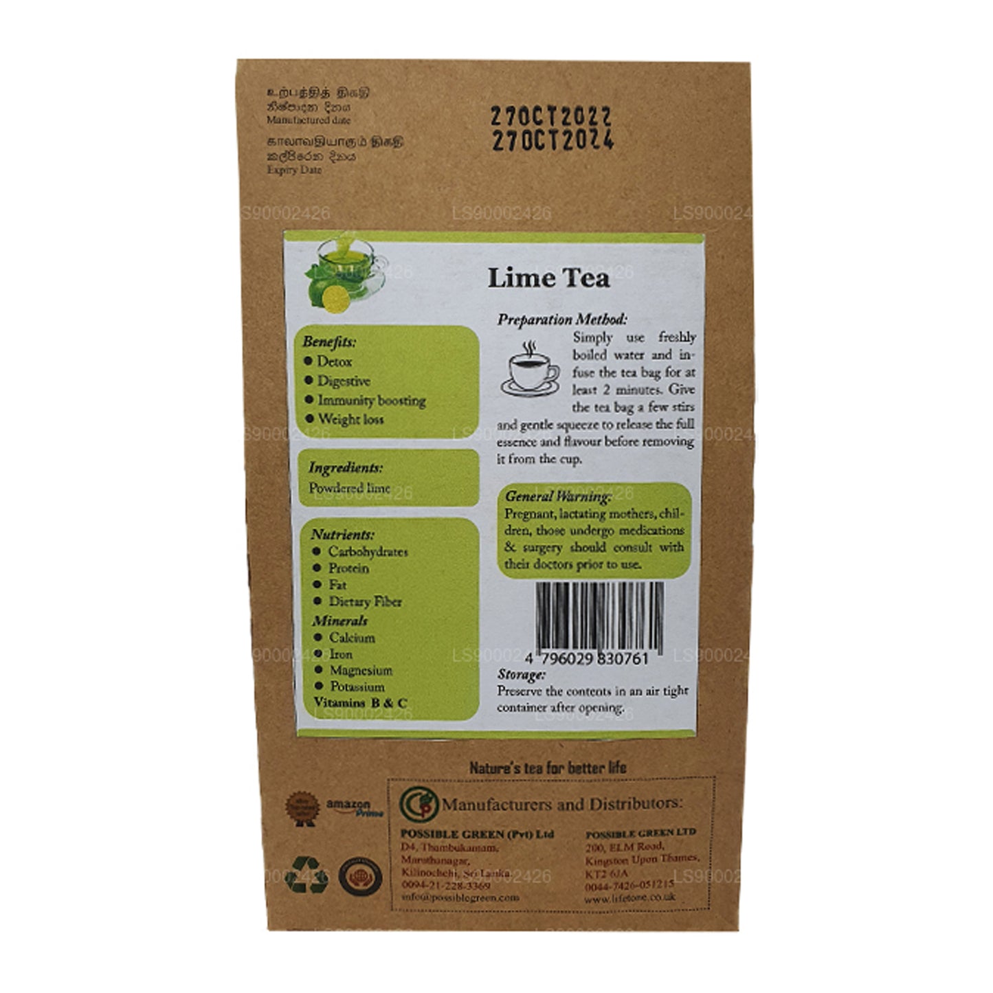 Lifetone Herbata limonkowa (30g) 20 torebek