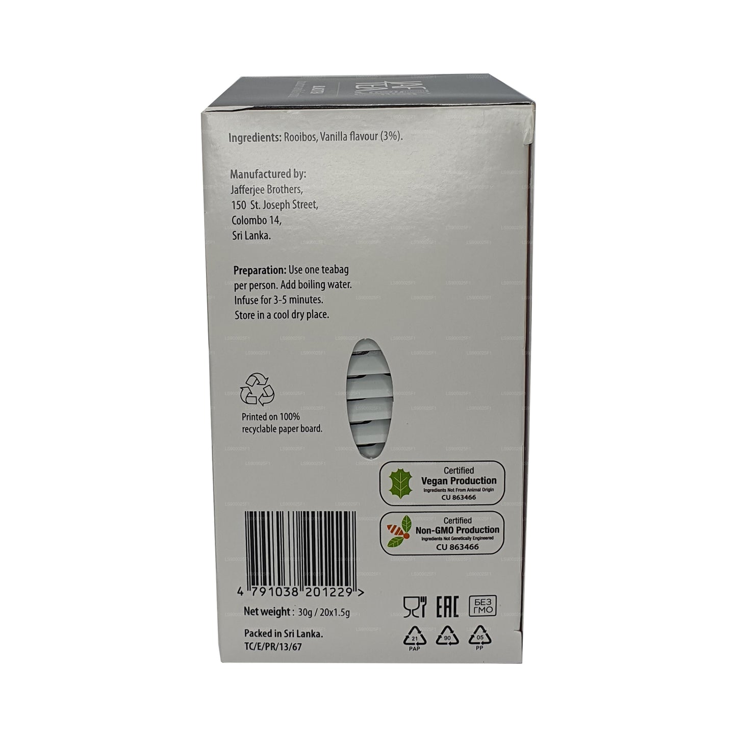 Jaf Tea Pure Infusions Collection Bourbon Vanilla Rooibos (30g) 20 torebek