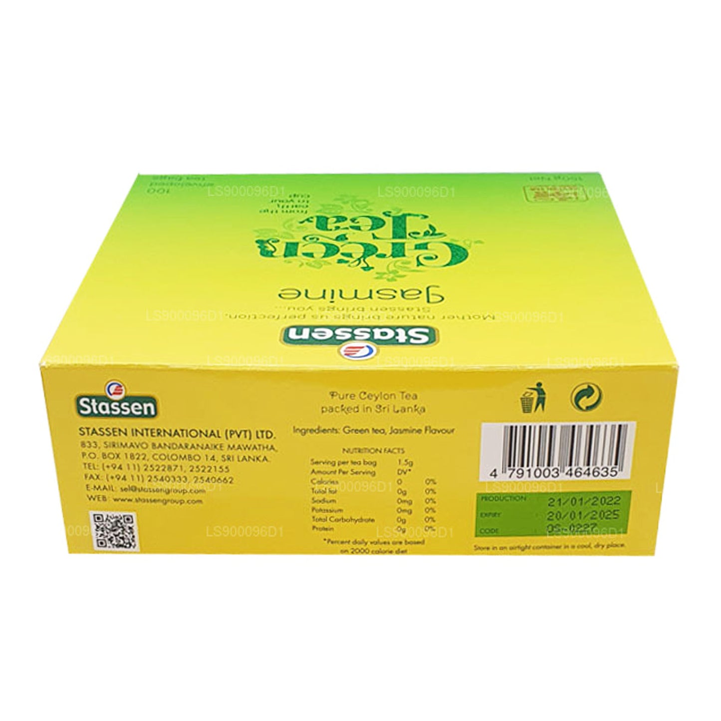 Stassen Jasmine Zielona Herbata (37.5g) 25 torebek