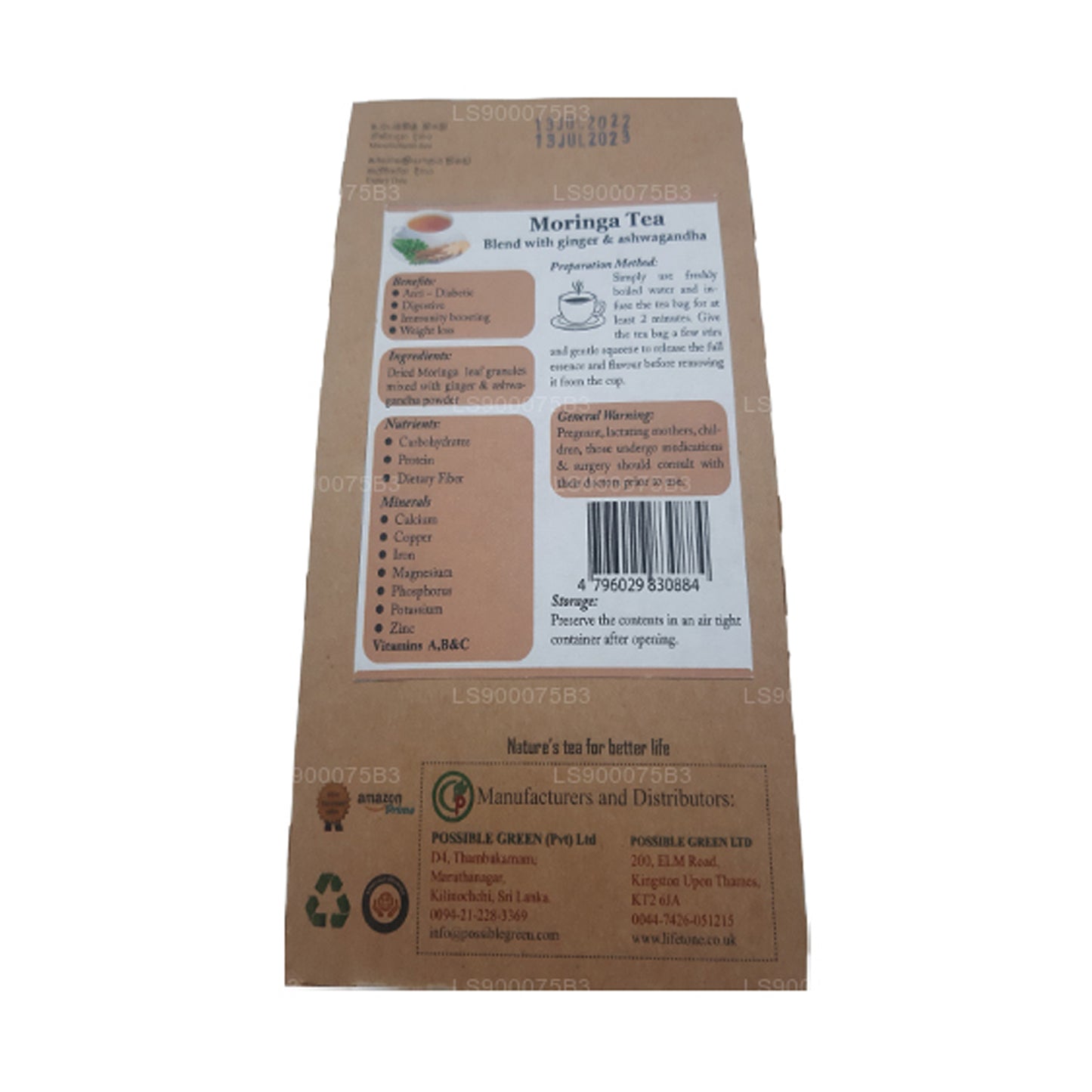 Lifetone Moringa Ashwagandha Ginger Tea  (40g)