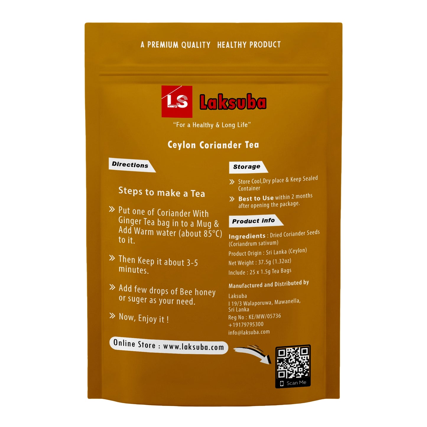 Herbata kolendrowa Laksuba z Cejlonu (37,5 g) 25 torebek