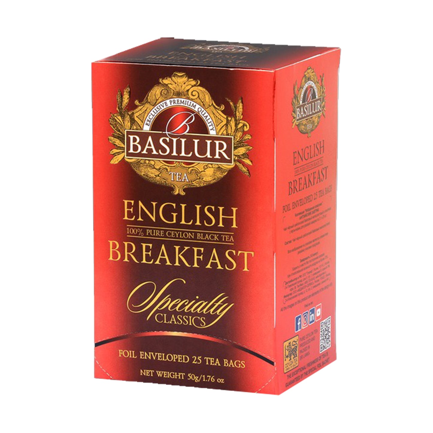 Basilur English Breakfast Pure Ceylon Black Tea (200g) 100 torebek herbaty