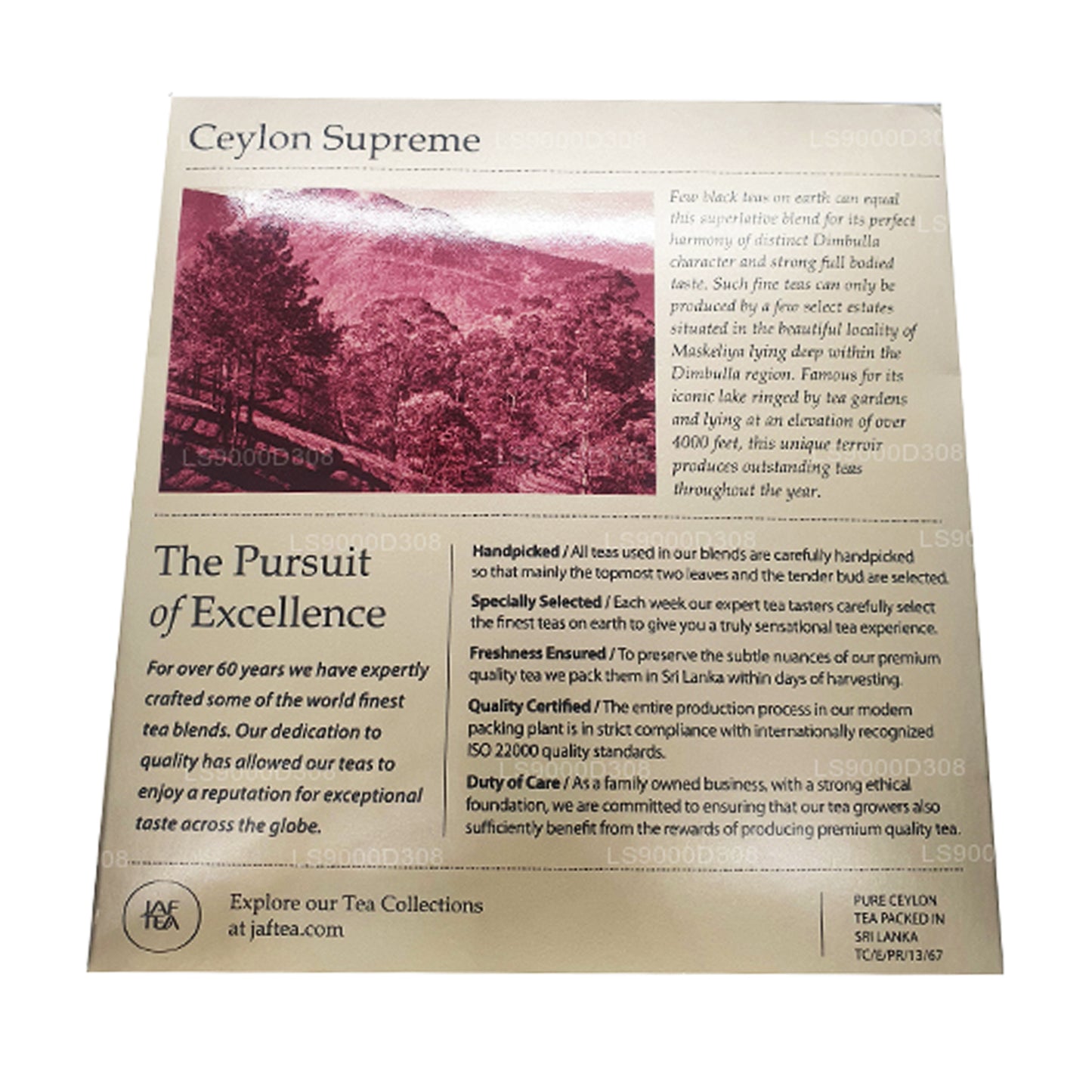 Jaf Tea Classic Gold Collection Ceylon Supreme 100 torebek herbaty String and Tag (200g)