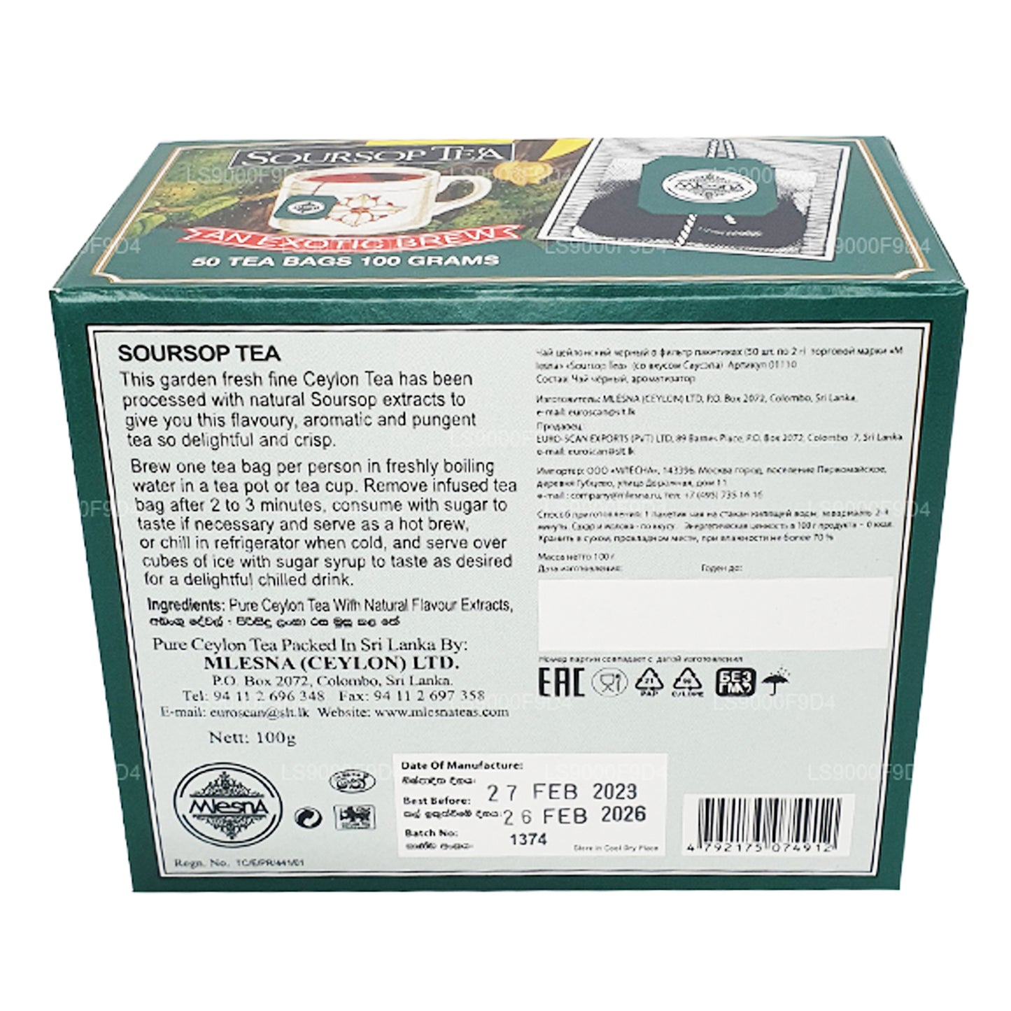 Mlesna Soursop Herbata 'Egzotyczny Brew' 50 Torebek (100g)