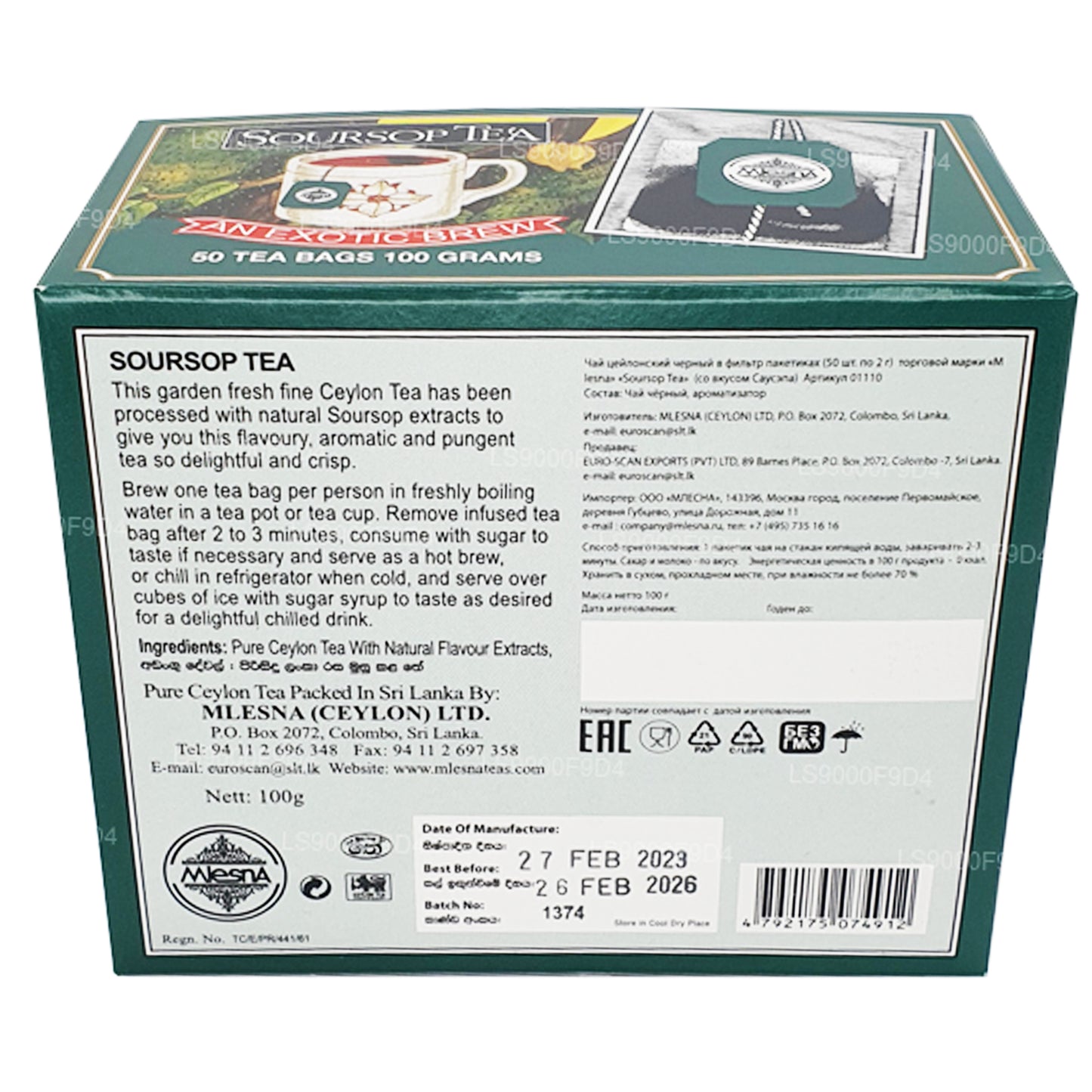 Mlesna Soursop Herbata 'Egzotyczny Brew' 50 Torebek (100g)