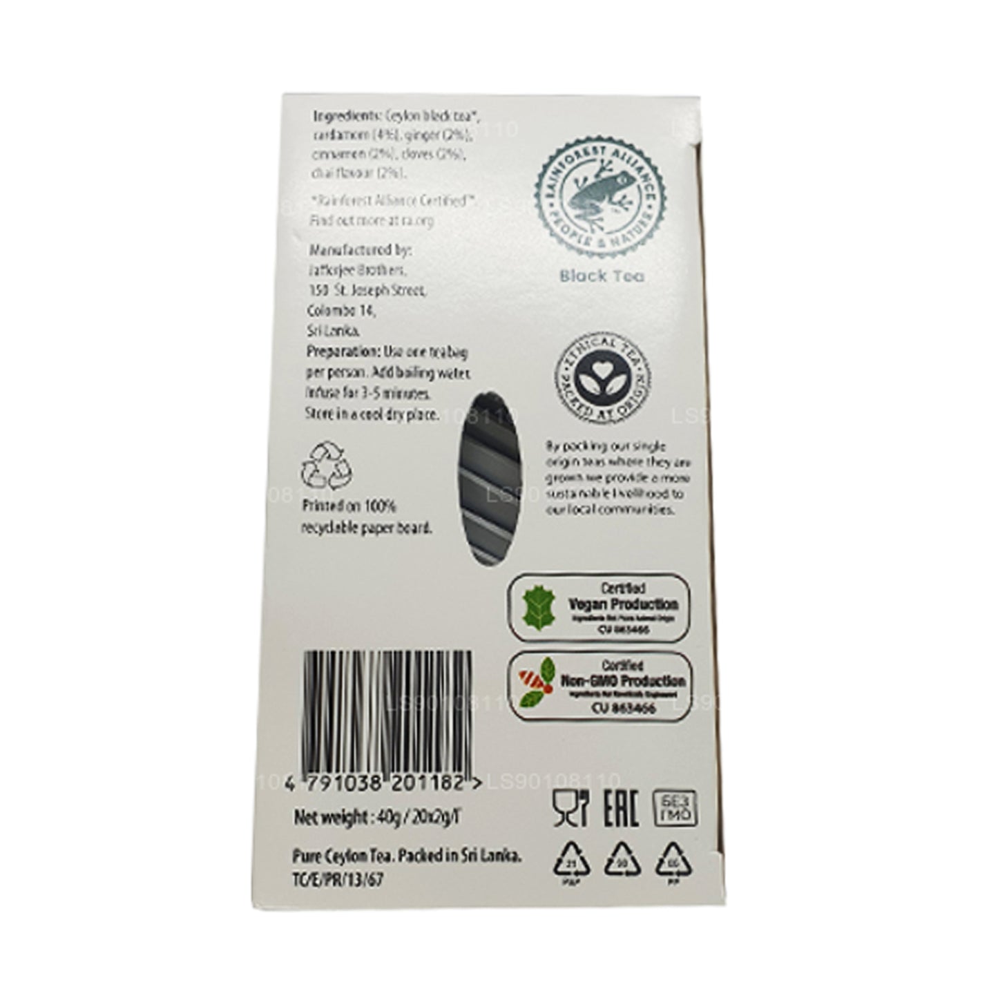 Jaf Tea Pure Spice Kolekcja Czarna Herbata Spiced Chai (40g) 20 torebek