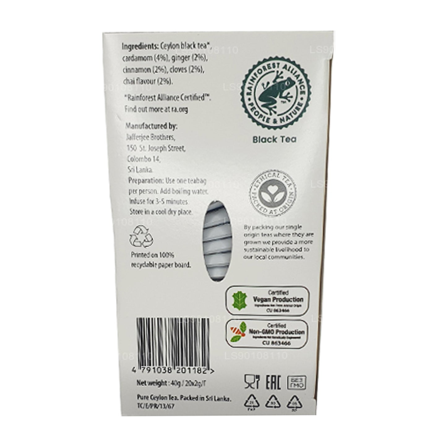 Jaf Tea Pure Spice Kolekcja Czarna Herbata Spiced Chai (40g) 20 torebek