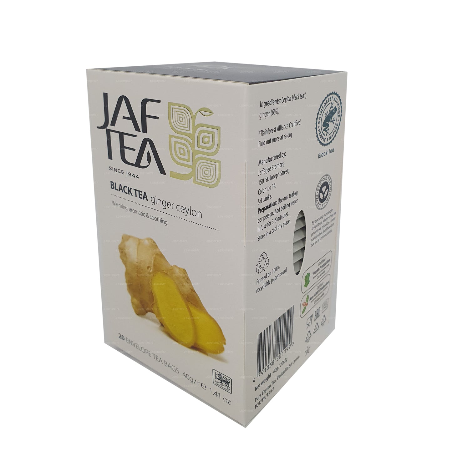 Jaf Tea Pure Spice Kolekcja Czarna herbata Imbir Ceylon (40g) 20 torebek herbaty