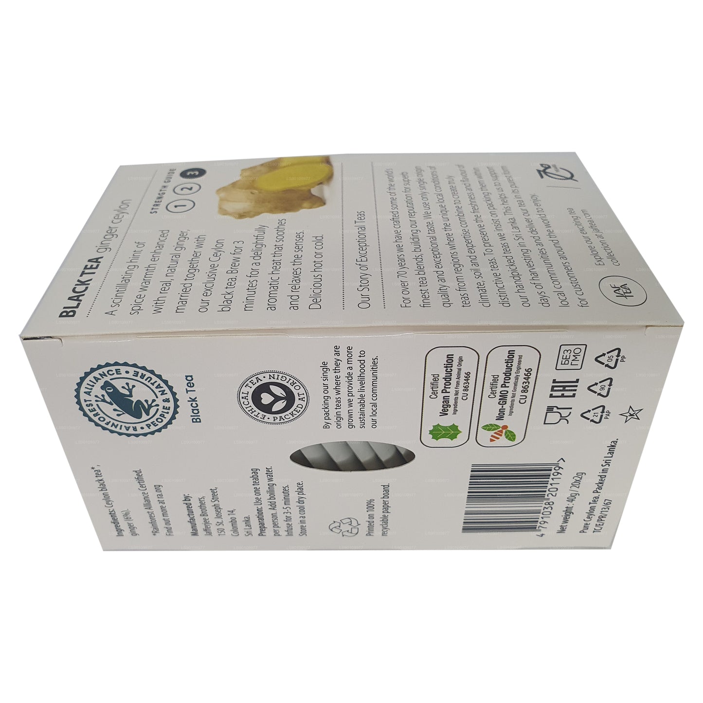 Jaf Tea Pure Spice Kolekcja Czarna herbata Imbir Ceylon (40g) 20 torebek herbaty