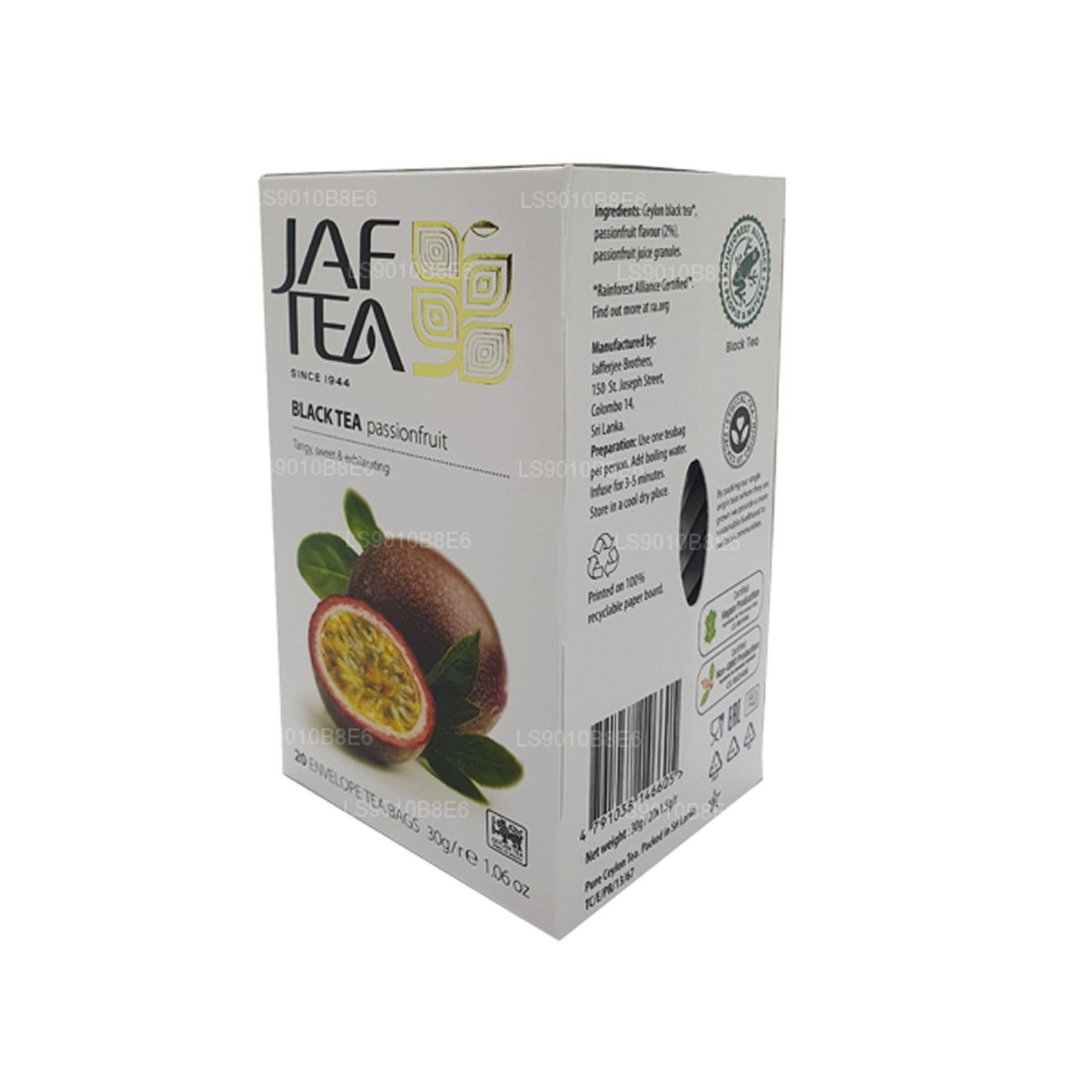 Jaf Tea Pure Fruits Kolekcja Czarna Herbata Foliowa Marakuja Koperta Torebki Herbata (30g)