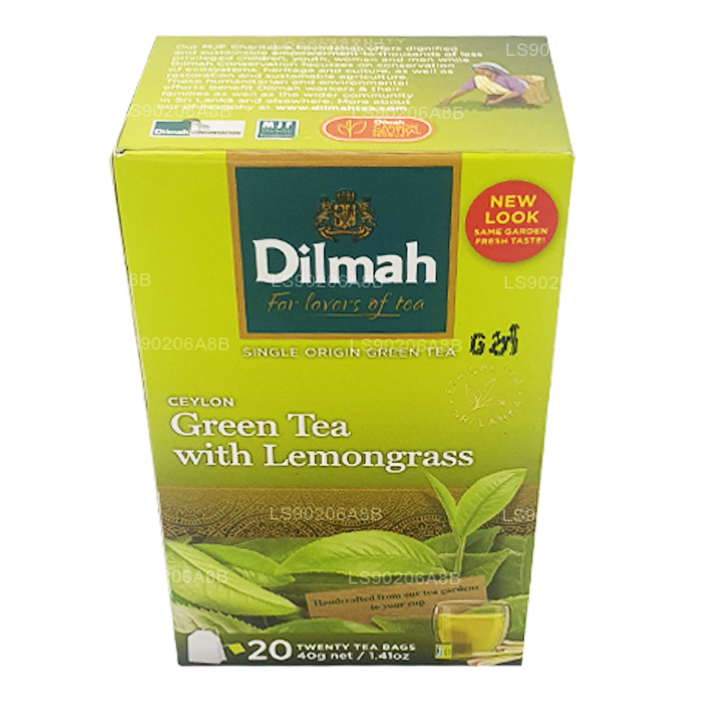Dilmah Czysta Ceylon Zielona Herbata z Trawą Lemongrass Herbata (40g) 20 torebek
