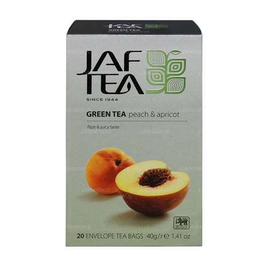 Jaf Tea Pure Green Collection Zielona herbata Brzoskwinia i morela (40g) 20 torebek herbaty
