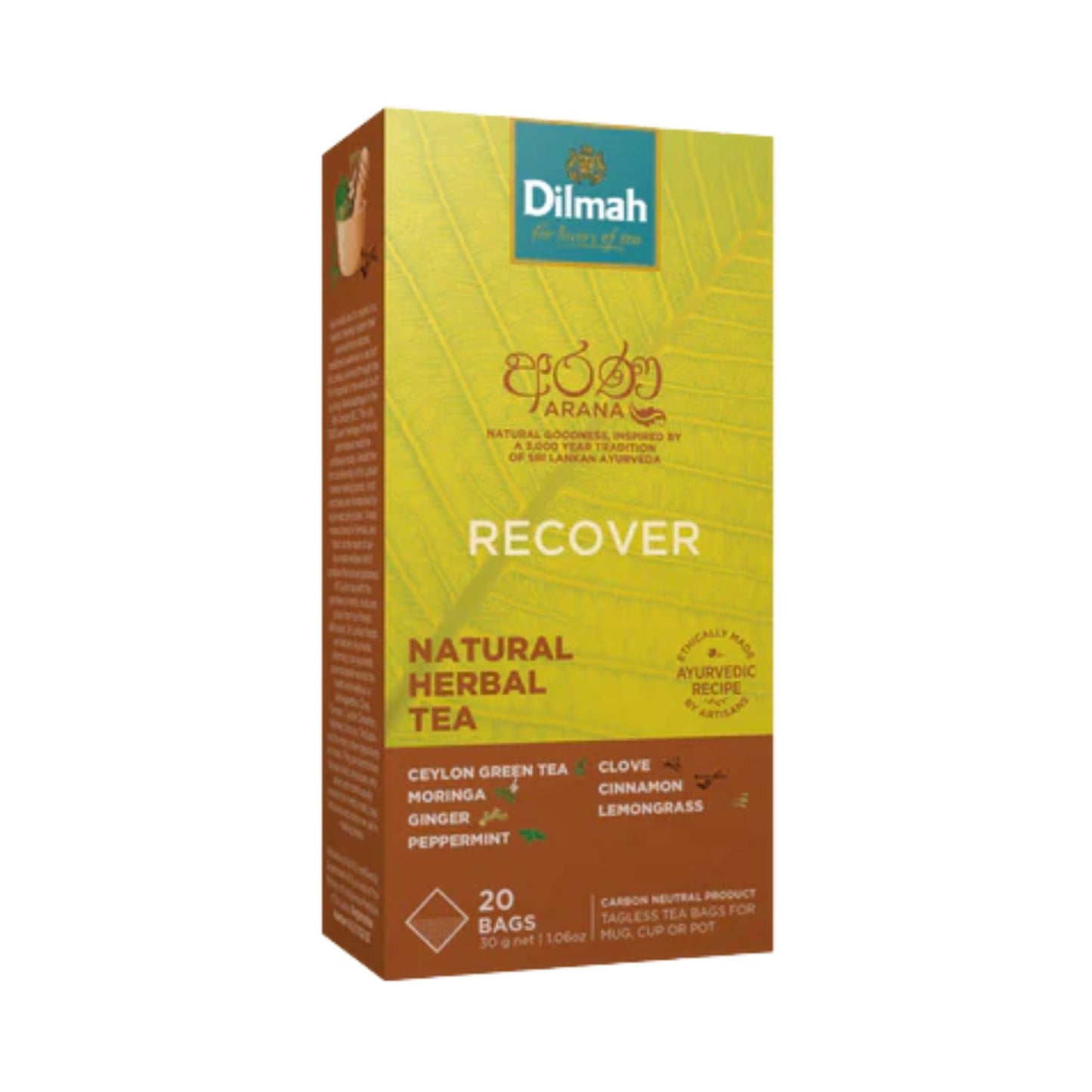 Dilmah Arana Odzyskaj naturalną zieloną herbatę ziołową (20 torebek herbaty bez tagów)