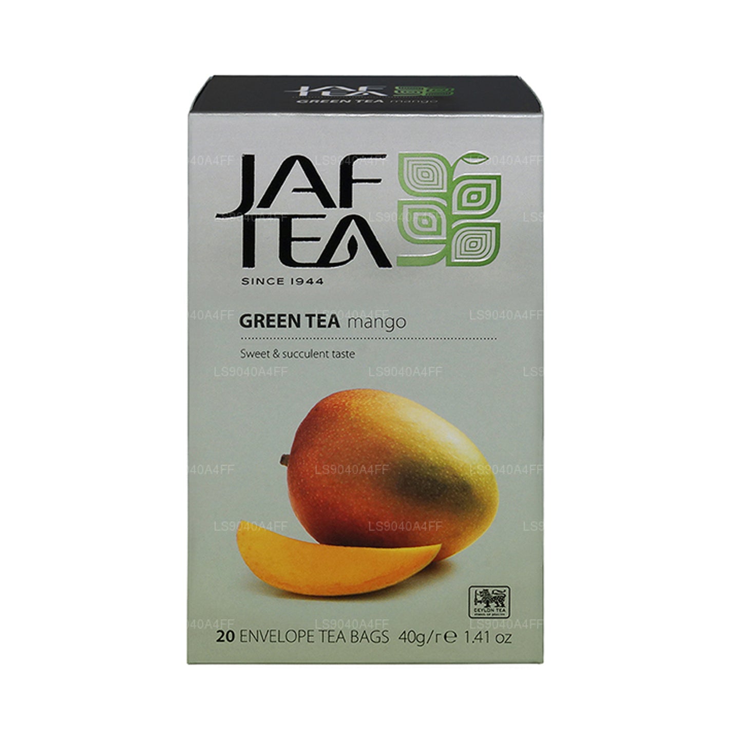 Jaf Tea Pure Green Collection Zielona herbata Mango Folia kopertowa torebki do herbaty (40g)